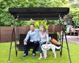 3-Seat Patio Swing Chair, Outdoor Porch Swing With Adjustable Canopy And... - £99.30 GBP