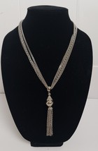 Tassel Necklace Vtg Pendant Silver Tone Layered Curb Rope Chain 20.5&quot;  C... - $252.48 MXN