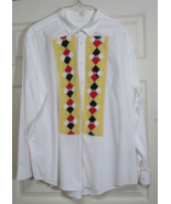 Handmade Native American Men&#39;s White Patchwork Shirt 3XL 54-56 - $123.74