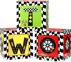 Fumete 3 Pcs Two Fast Birthday Decorations Race Car Birthday Balloon Boxes Block - £19.68 GBP