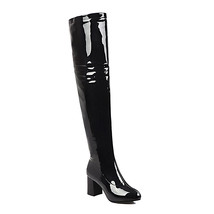  Winter Brand New Glamour Black White Women Thigh High Glossy Boots High Heels L - £62.68 GBP