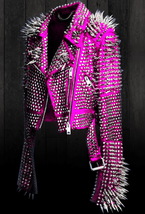 Gothic Rock Punk Studded Leather Jacket for Women, Fully Studded Leather Jacket - £316.19 GBP