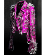 Gothic Rock Punk Studded Leather Jacket for Women, Fully Studded Leather... - $399.00