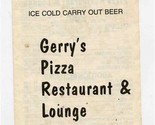 Gerry&#39;s Pizza Restaurant &amp; Lounge Souvenir Menu Rockford Illinois  - $11.88