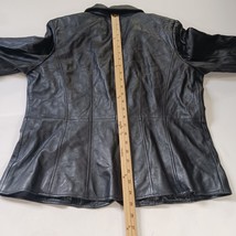 Preston & York Women's Black Genuine Lamb Skin Leather Buttons Jacket Size Large image 6