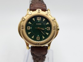 Vintage 1994 Guess Watch Womens New Battery Green Dial Gold Tone 30mm - £19.57 GBP