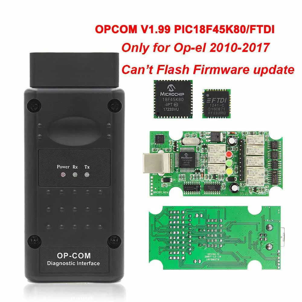 Opcom V5 1.70 PIC18F458 Ftdi Flash Firmware Update 1.99 Can Bus Op Com For Opel - £64.71 GBP