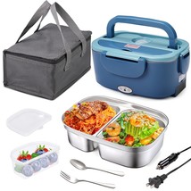 Electric Lunch Box Food Heater With 2 Compartments, 80W Portable Heated Lunch Bo - £37.73 GBP