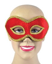Masquerade Mask Venetian Red Gold Trim Eye Mask Glasses Fancy Dress Costume - £7.28 GBP
