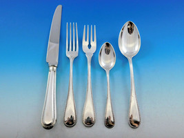 Perles German 800 Silver Flatware Set Service 65 pieces with Carrs Knives Beaded - £6,138.33 GBP