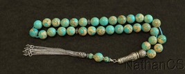 Prayer Worry Beads Tesbih Variscite &amp; Heavy Sterling - Luxury Collectible - £185.93 GBP