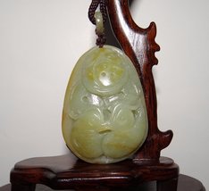 2.2&quot; China Certified Nature Nephrite Hetian Jade Blessing Mandarin Duck Pendants - £39.44 GBP