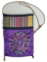 Boho Tribal Shoulder Bag Fabric Event Festival Purse 6x8.5” Multicolor - $7.68