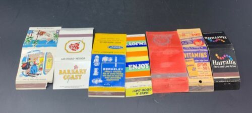 Primary image for Lot Of 7 Matchbook Covers Establishments Harrah's UNMC King Edward Cigar Vitamin