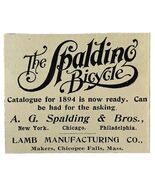 Spalding Bicycles 1894 Advertisement Victorian LB Manufacturing Bikes #1... - $28.01 CAD