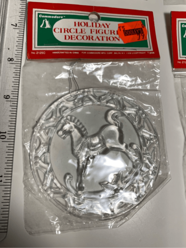 Primary image for Vintage Lucite Plastic Rocking Horse Christmas Ornament-COMMODORE-NOS Lot 7 Deco