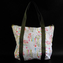 Lesportsac Women Tote Bag Pink Blue Trees White With Green Olive Green Trim - $32.65