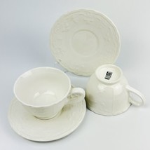 Tabletops Unlimited Lifestyles VERSAILLES Jumbo Mug Cup &amp; Saucer Set of 2 White - £18.25 GBP