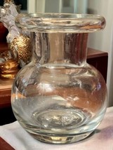 Vtg 60s Italy Hand Blown Clear Glass Flower Vase Mid-Century Modern Rolled Lip - £24.77 GBP