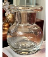 Vtg 60s Italy Hand Blown Clear Glass Flower Vase Mid-Century Modern Roll... - £24.90 GBP