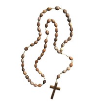 VINTAGE Soft Stone Rosary Crucifix Brown and Tan Catholic Religous - $167.57 MXN