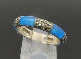 925 Sterling Silver - Vintage Abalone Shell &amp; Marcasite Band Ring Sz 7 - RG21917 - £24.27 GBP