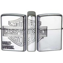 Harley Davidson HDP-33 Silver Brass 3 Sides Etching Limited Zippo Oil Lighter  - £72.51 GBP