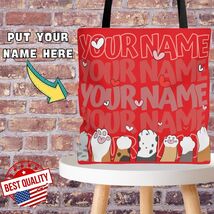 Cute Cat Paw Personalized Tote Bag, Shoulder Bag, Customized Gift for Her - $22.59+