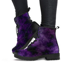 Purple Combat Boots - Galaxy | Purple Boots for Women, Vegan Leather Lac... - £70.73 GBP