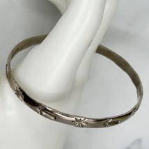 Vintage Mexico Silver Tone Star and Tomahawk Stamped Bangle Bracelet - £19.73 GBP