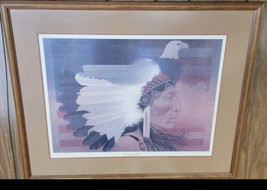 1977 Mark English signed lithograph Chief American Eagle - £382.66 GBP