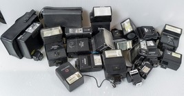 Lot of 14+ Camera Flash Lot for Parts or Repair Pentax Nikon Vivitar etc. - £97.30 GBP
