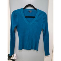 Preview International Blue Ribbed V-Neck Sweater Women’s M - $18.00