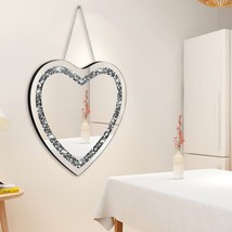  Heart Shaped Silver Mirror for Wall Decoration with Crystal Crush Diamond - £35.17 GBP