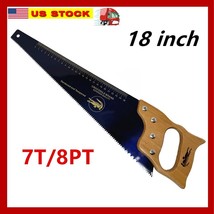 18 Inch Wood Hand Saw, 7 TPI Heavy Duty Wood Saw for Woodworking &amp; Sawing, Black - £9.32 GBP