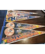 Lot of 4 Vintage Yankees And World Series Pennant Banners 1996/ 1998 - $14.85