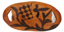 Vintage hand carved wood Grand Turk decorative platter pineapple &amp; floral design - £15.80 GBP