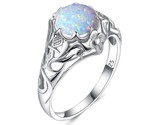 Age real 925 silver rings for women 2ct round opal ring artistic filigree art deco thumb155 crop