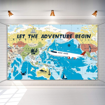Adventure Awaits Backdrop Large Travel Theme Banner Decoration Let the Adventure - £16.92 GBP
