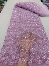 YQOINFKS Sequin Fabric Embroidery Heavy Beads Dress Wedding Bridal Tulle Net New - $184.79