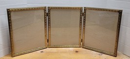 Vintage Brass &amp; Glass Triple (Holds 3) Stand-Up 8x10 Photos Pictures Frame - £22.94 GBP