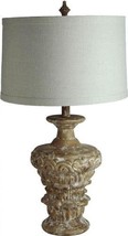 Table Lamp White Natural Wood Carved Shades Included - £494.48 GBP
