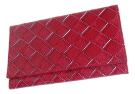 Trifold Estee Lauder Wallet In Deep Red Diamond Lattice Pattern With Mirror - £9.99 GBP