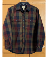 LL Bean Shirt Jacket Mens Sz M Canvas Plaid Lined Pocket Shacket Heavy W... - £26.55 GBP