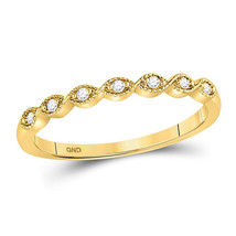 14kt Yellow Gold Womens Round Diamond Classic Stackable Band Ring 1/20 Cttw - £202.64 GBP