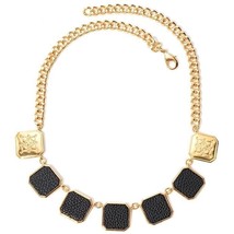 TRENDSETTER FAUX LEATHER COLLAR NECKLACE (GOLDTONE / BLACK) NEW SEALED!!! - $18.52