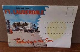 Greetings from Ft Lauderdale Florida Fold Out Postcard Folder 1960s Bahia Mar - £7.10 GBP