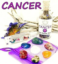 CANCER Zodiac Gift Set of Roller Bottle + Crystals + Incense ~ Astrology Wicca - £33.73 GBP