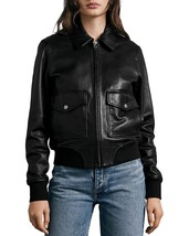 Rag &amp; Bone Women&#39;s ICONS Andrea Lamb Leather Jacket Black XXS B4HP $1095 - $499.95