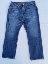 American Eagle Jeans 34x28 Blue Denim Relaxed Straight Whisker Tag 34x30 - £19.36 GBP